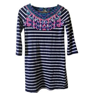 Lilly Pulitzer Womens Pima Cotton‎ Floral Stripe Long Sleeve Dress XXS